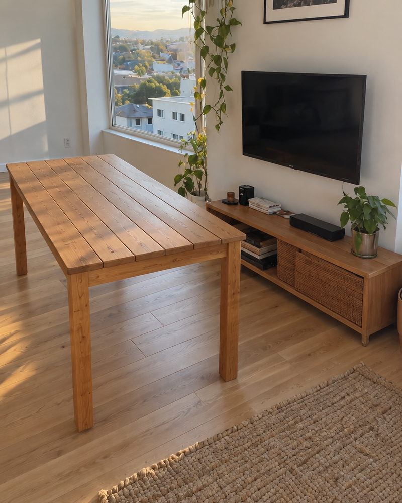 Solid wood dining table